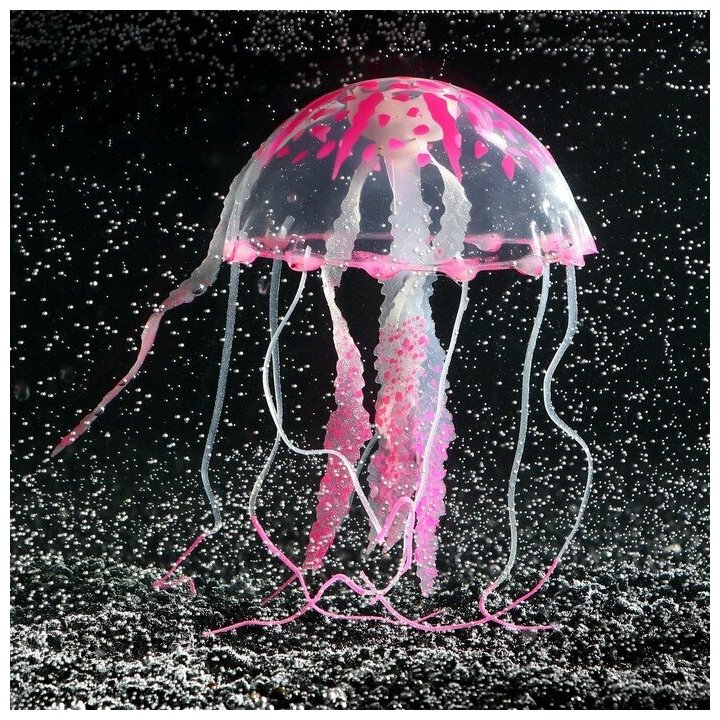 Декор для аквариума"Медуза" силиконовая, с неоновым эффектом, 10 х 10 х 20,5 см, розовая 7108871 . - фотография № 3