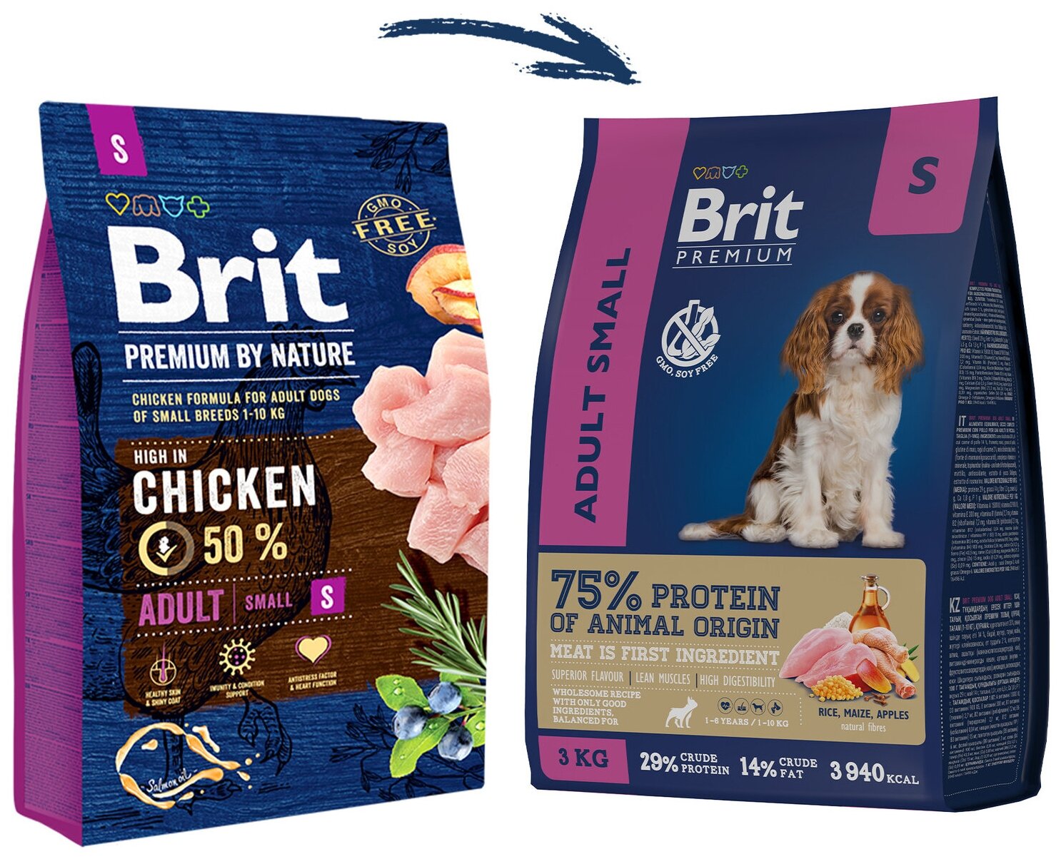 Сухой корм Brit Premium для взрослых собак мелких пород, курица, 1кг - фото №3
