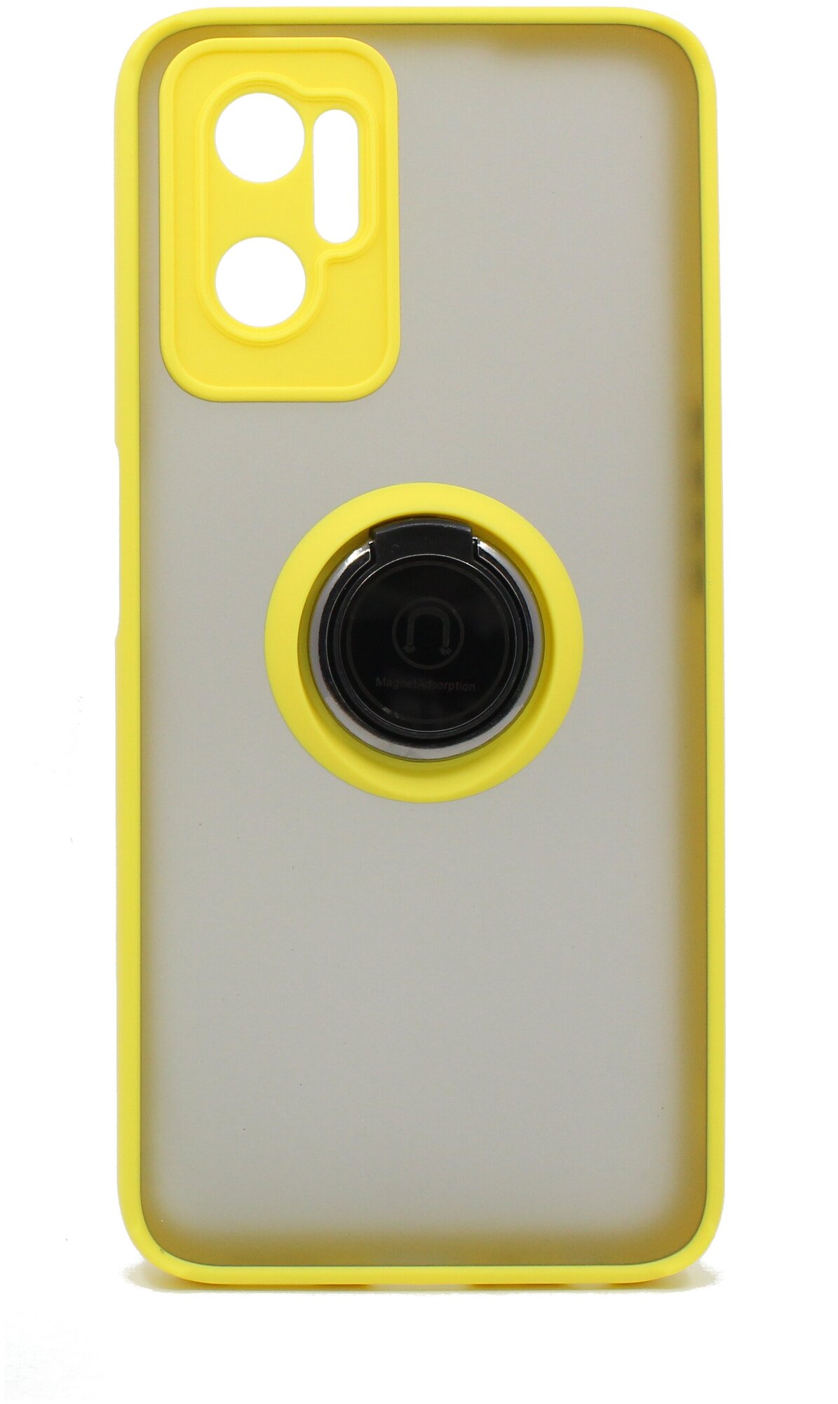 Чехол противоударный Mobix для Realme 9i, Oppo A36 4G, A76 4G с кольцом и с функцией подставки цвет: желтый