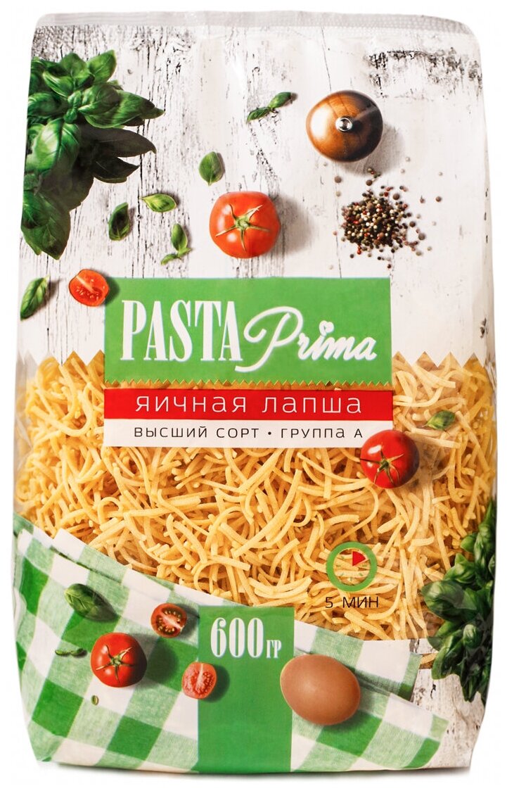 Лапша яичная "PASTA Prima" 600 г. - фотография № 1