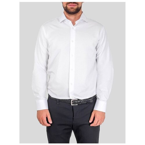 фото Рубашка мужская длинный рукав greg 100/131/white/z, полуприталенный силуэт / regular fit, цвет белый, рост 164-172, размер ворота 43