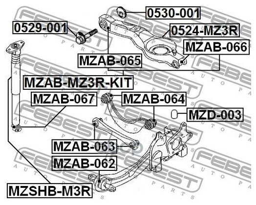 Сайлентблок Рычага Ford Focus Ii/C-Max/Mazda 3/5 Зад. Подв. К-Т 2шт. Febest арт. MZABMZ3RKIT
