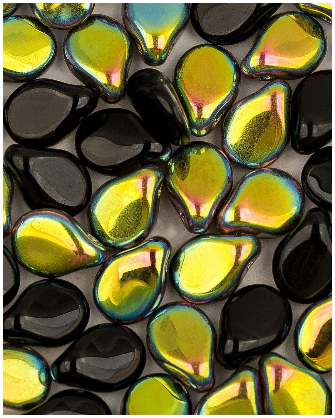 Стеклянные чешские бусины Pip Beads 5х7 мм цвет Jet Vitrail 50 шт. (23980-28101*1)