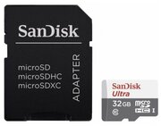 Карта памяти 32Gb - SanDisk Ultra Micro Secure Digital HC UHS-I SDSQUNR-032G-GN3MA с переходником под SD