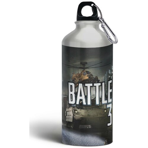 бутылка спортивная туристическая фляга 500мл с карабином crusader kings 3 1 Бутылка спортивная, туристическая фляга, 500мл с карабином Battlefield 3-1
