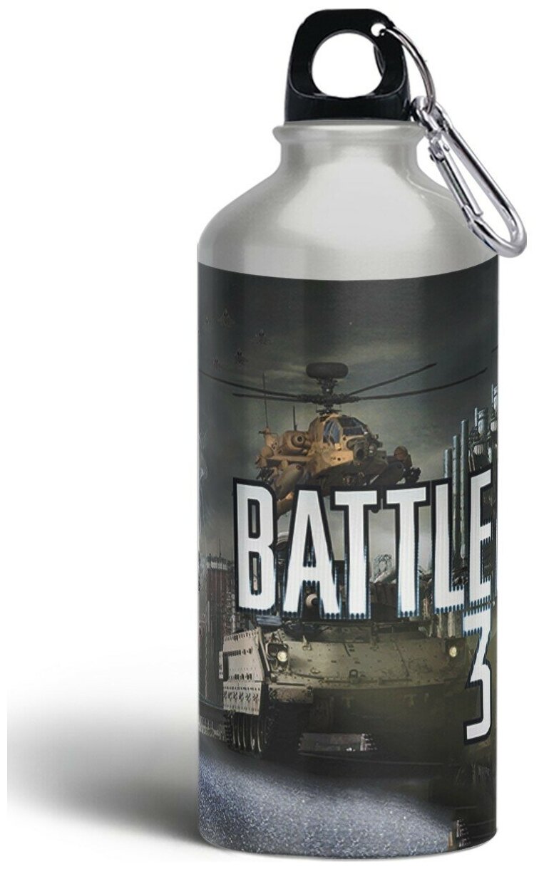 Бутылка спортивная,туристическая фляга, 500мл с карабином Battlefield 3-1
