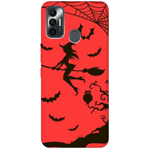 Силиконовый чехол на Tecno Spark 7 / Техно Спарк 7 Silky Touch Premium с принтом Witch on a Broomstick красный силиконовый чехол на tecno camon 17p техно камон 17р silky touch premium с принтом witch on a broomstick красный