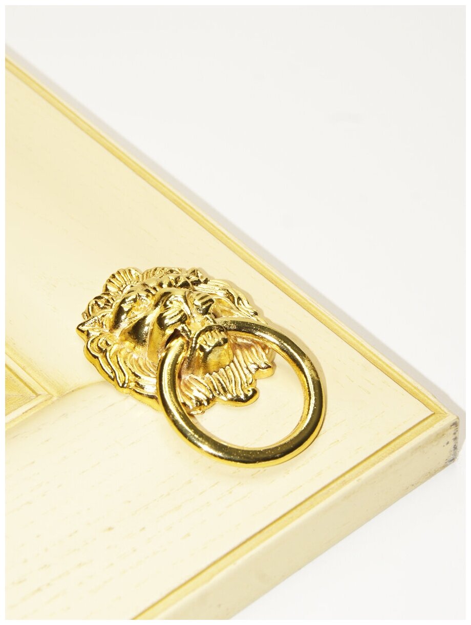 Ручка мебельная с кольцом Лев, цвет золото, 6,7 х 4,3 см. В комплекте 2 шт., арт. UV980055 - фотография № 5