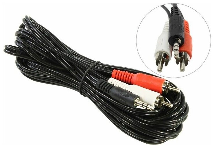 Кабель соединительный 3м 5bites 3.5 Jack (M) - 2xRCA (M) стерео AC35J2R-030M - фото №4