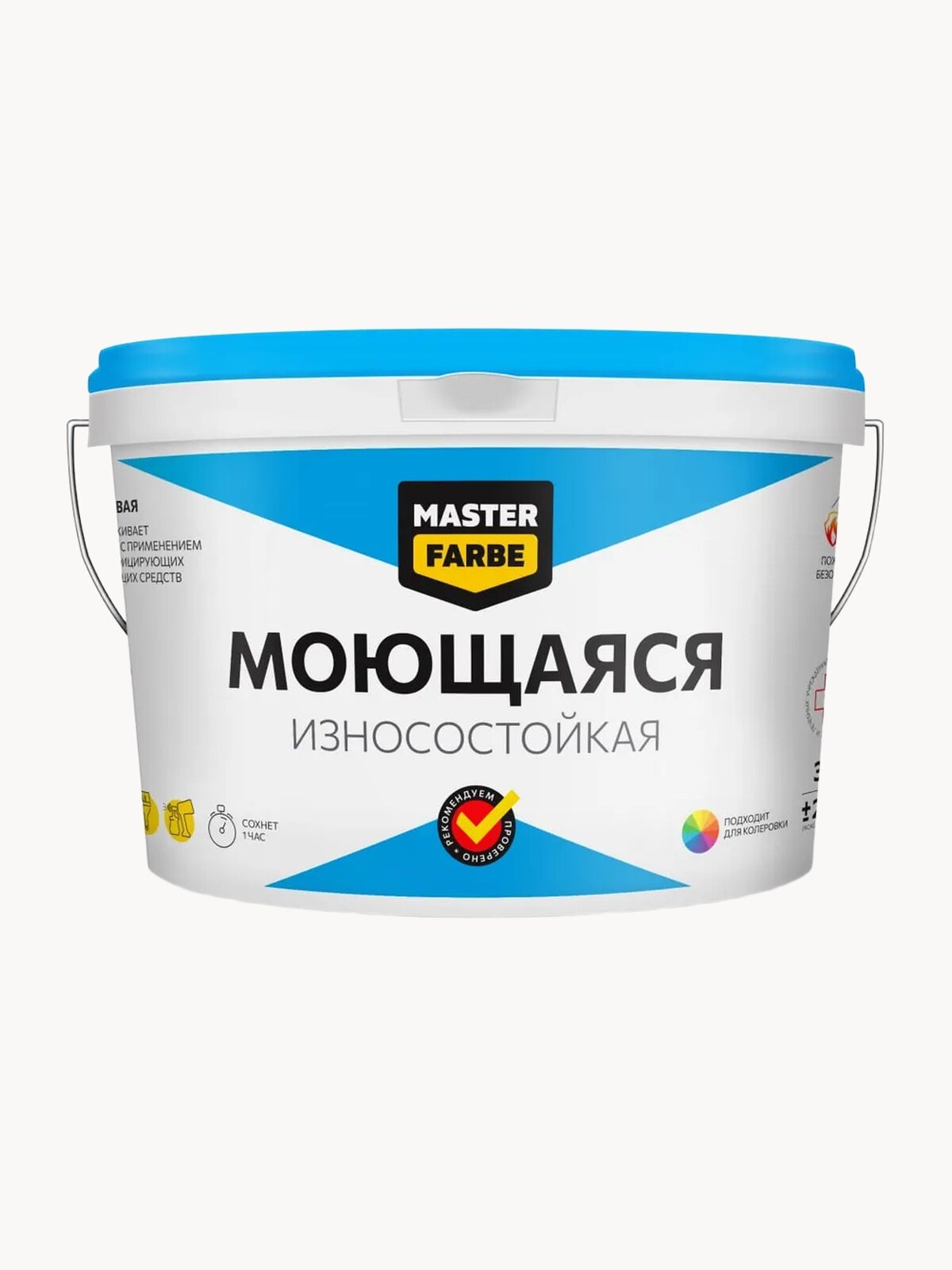 Краска акриловая моющаяся для стен MASTERFARBE износостойкая белая матовая 3 кг
