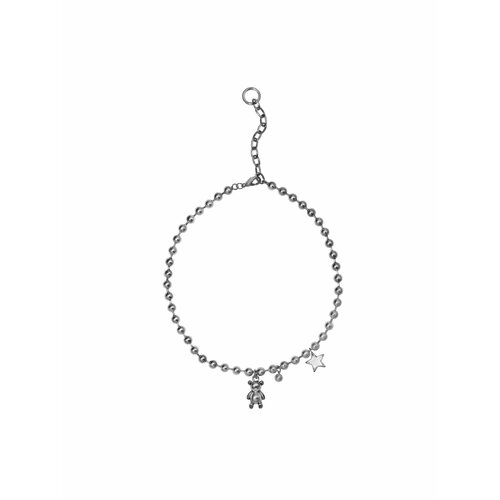 фото Колье kalinka modern story сферичная подвеска с мишкой kalinka, серый, серебряный