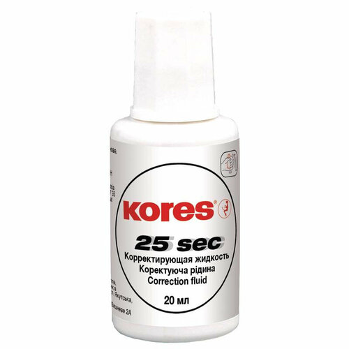 Корректирующая жидкость KORES WHITE 20мл на быстросохн осн, кисточка 66817