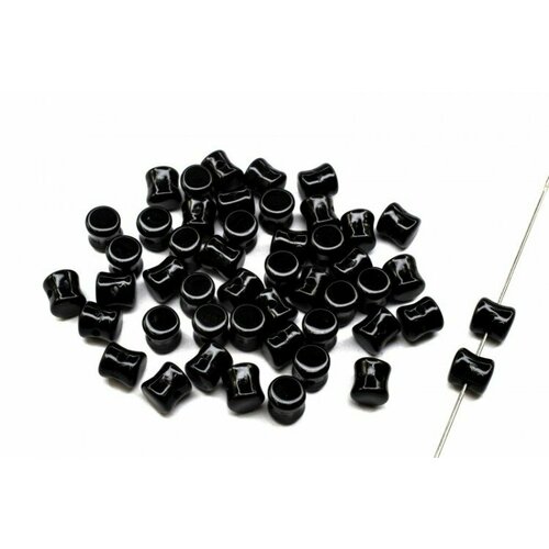 Бусины Pellet beads 6х4мм, отверстие 0,5мм, цвет 23980 черный непрозрачный, 732-007, 10г (около 60шт)