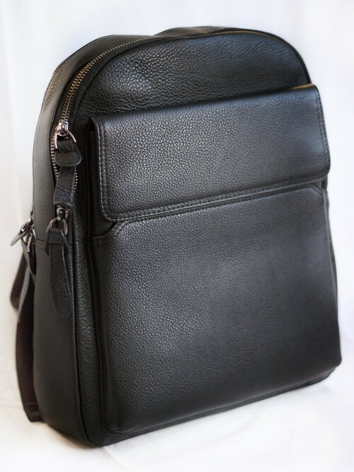 Рюкзак  планшет  2004-21, натуральная кожа, отделение для ноутбука, вмещает А4, внутренний карман, черный