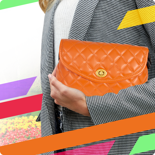 фото Сумка клатч dayona dasconi, фактура стеганая, оранжевый