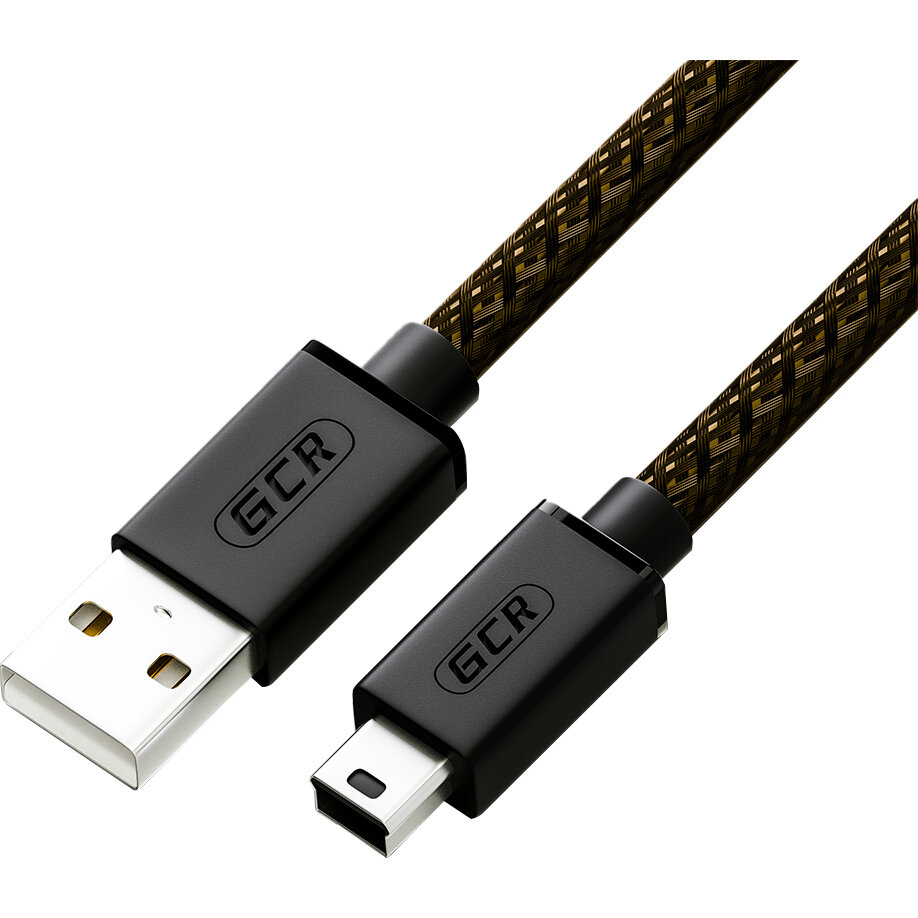 GCR Кабель PROF 3.0m USB 2.0, AM/mini 5P, черно-прозрачный, 28/24 AWG, экран, армированный, морозостойкий, GCR-50798 Greenconnect GCR-50798