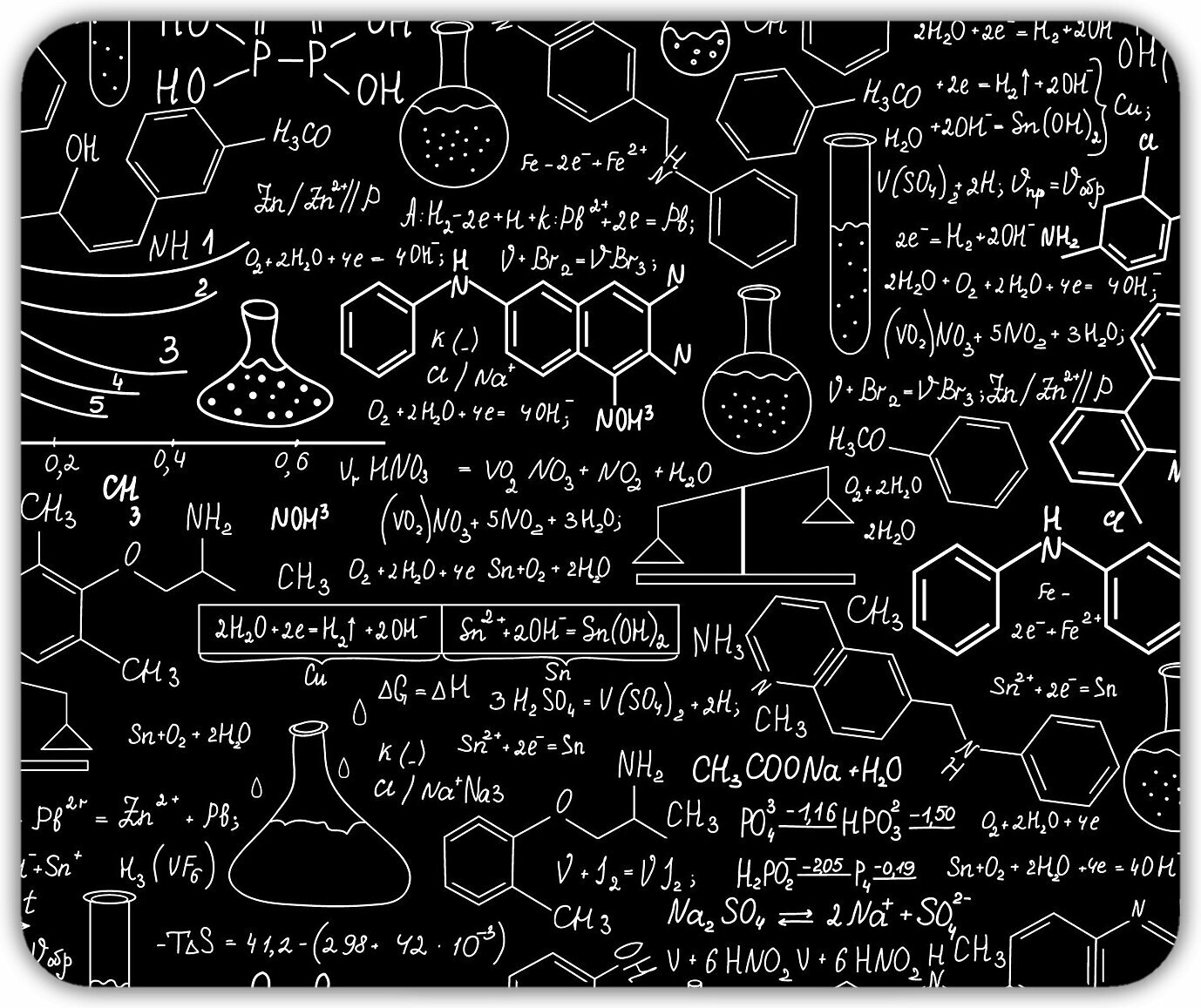 Коврик для мыши "Химические формулы на доске" (24 x 20 см x 3 мм)