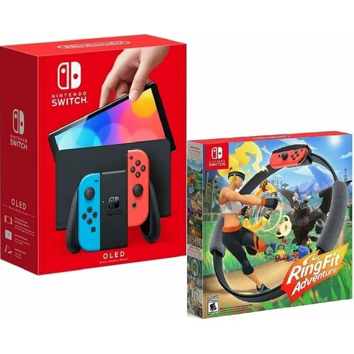 Игровая приставка Nintendo Switch OLED 64 ГБ неоновый синийнеоновый красный Геймпад Ring Fit Adventure 4398000₽