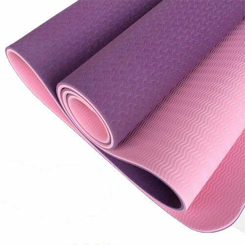 фото Коврик для йоги и фитнеса yogastuff tpe, фиолетово-розовый, 183*61*0,6 см