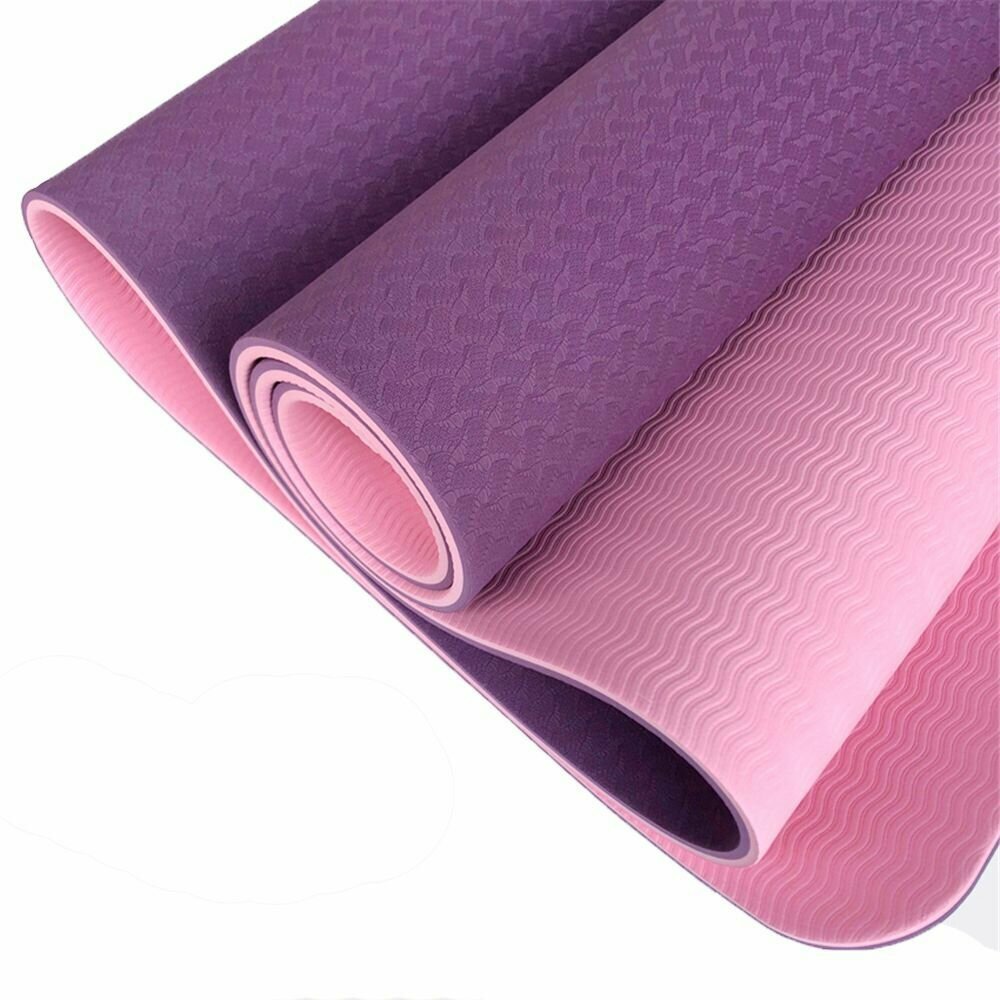Коврик для йоги и фитнеса Yogastuff TPE фиолетово-розовый 183*61*06 см