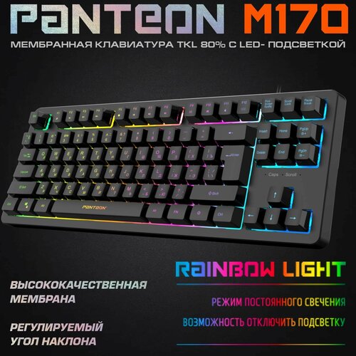 Игровая клавиатура USB JetA Panteon RAINBOW M170 c LED подсветкой 87 клавиши чёрная 1256₽