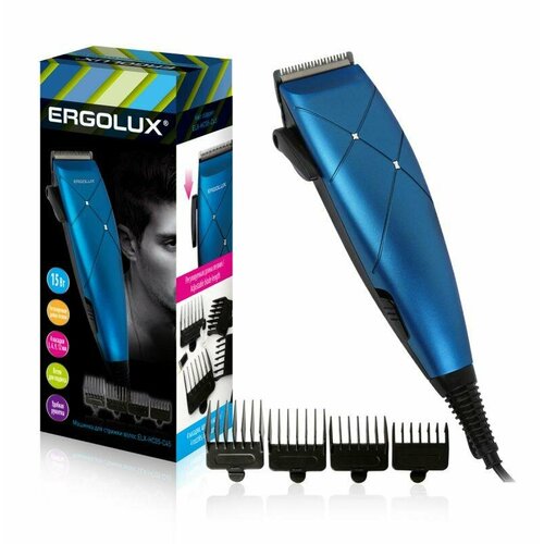 Ergolux Машинка для стрижки волос ELX-HC05-C45 черн. с син. 15Вт 220-240В Ergolux 14396 ergolux машинка для стрижки волос elx hc05 c45 черн с син 15вт 220 240в ergolux 14396