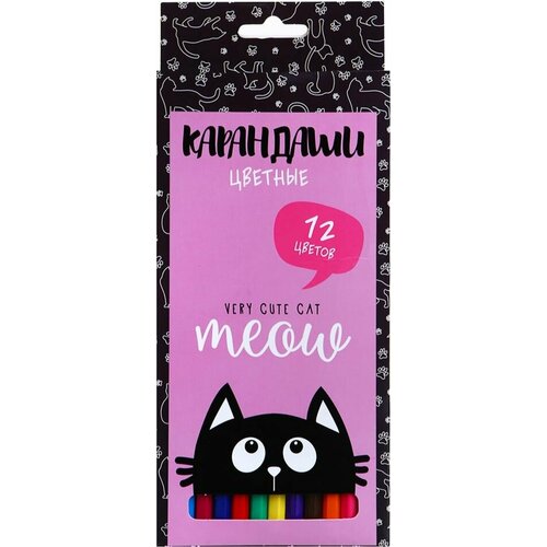 Карандаши цветные Flomik Милый котик 12 цветов х3шт 1056₽