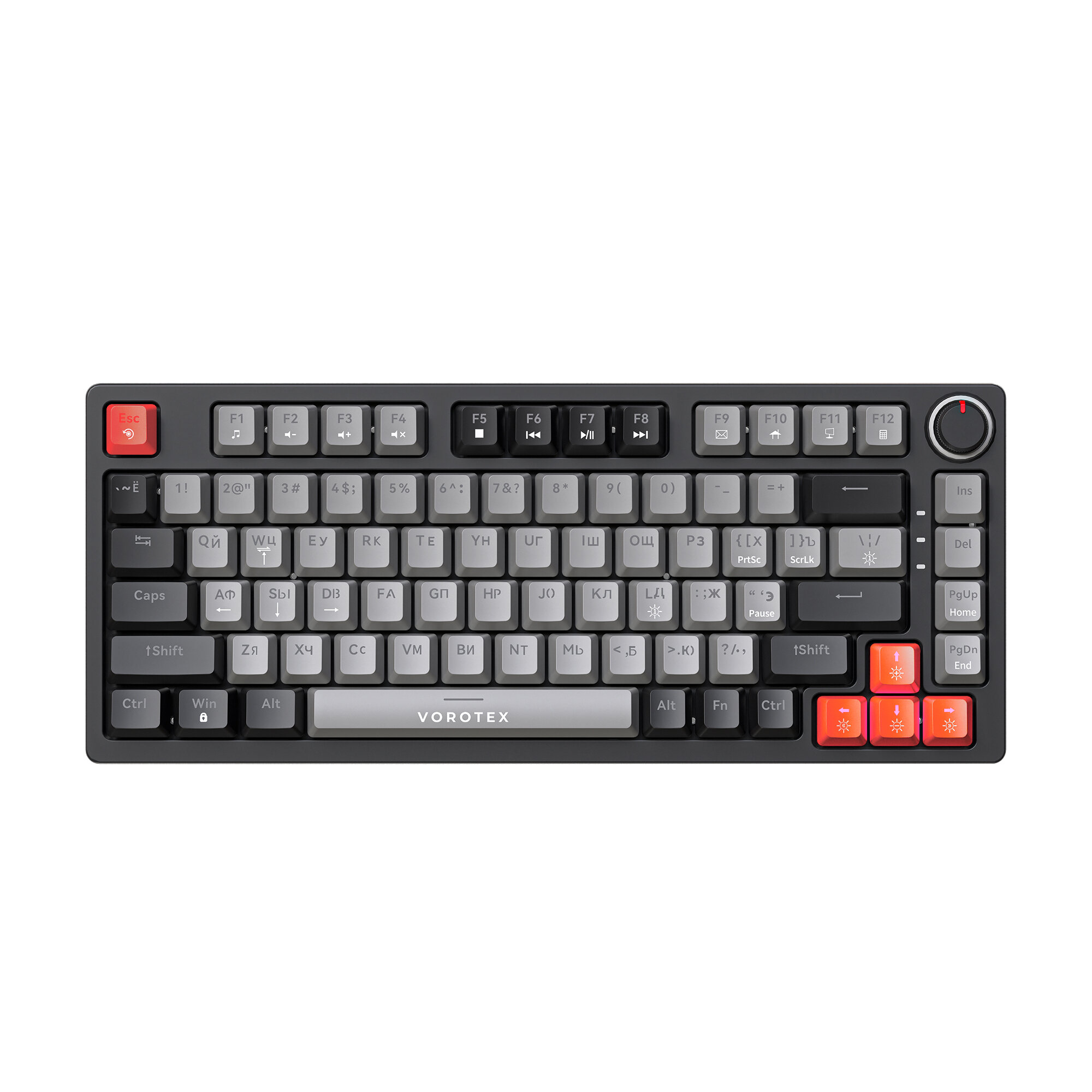 Клавиатура игровая проводная VOROTEX K82S Red Switch русская раскладка (Серый чёрный)