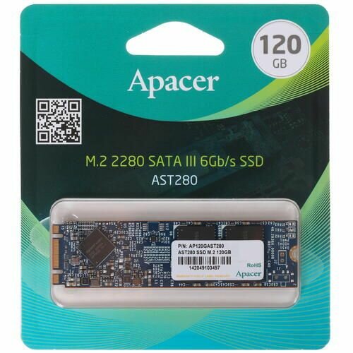 Накопитель SSD M.2 2280 Apacer AST280 120GB TLC SATA 6Gb/s 500/470MB/s IOPS 23K MTBF 1.5M RTL - фото №15