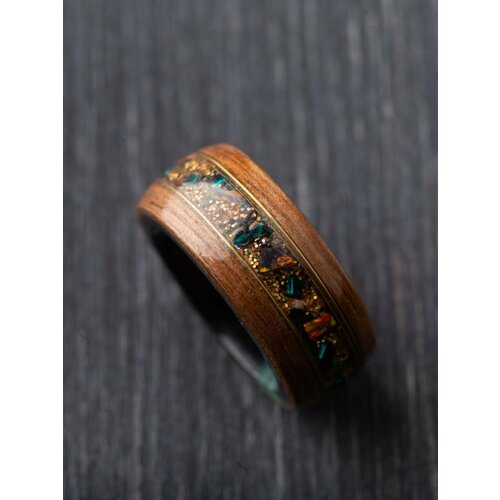 фото Кольцо, дерево, размер 17, коричневый retroglow