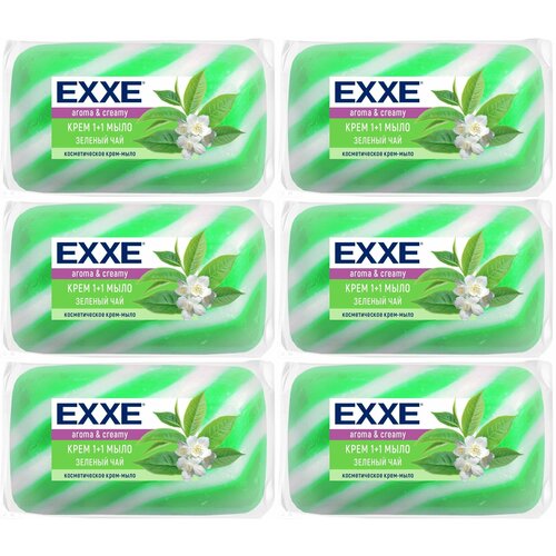 EXXE Крем-мыло туалетное 1+1 Зеленый чай, 80 г, 6 шт мыло дуру 1 1 4 шт 80 г зеленый чай экопак