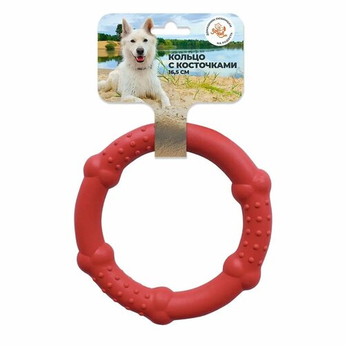 Игрушка для собак Кольцо с косточками красный пластикат 16,5 см