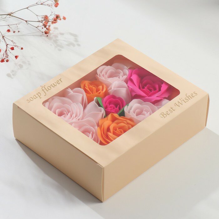 Мыльные лепестки "Разноцветные розы" набор 15 шт 5х16х13,6 см