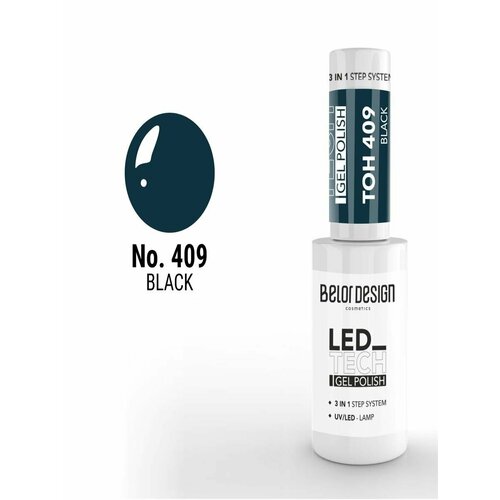 Лак-гель для ногтей Tech, тон 409 black