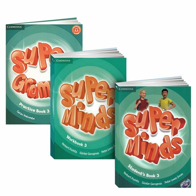 Super Minds 3 + Super Grammar Practice Book 3. полный комплект 4в1: Учебник + Рабочая Тетрадь + Грамматика + CD/DVD