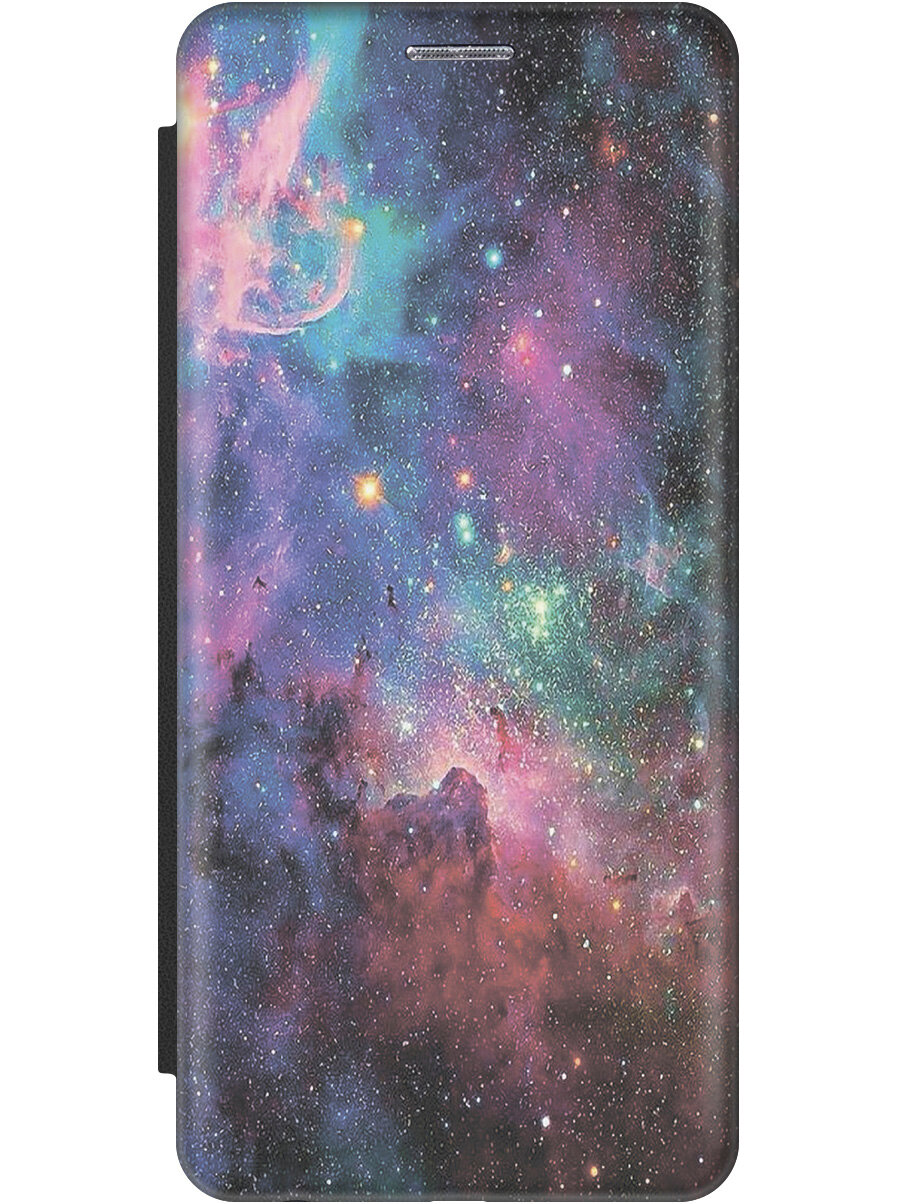 Чехол-книжка на Samsung Galaxy S10, Самсунг С10 с 3D принтом "Волшебный космос" черный