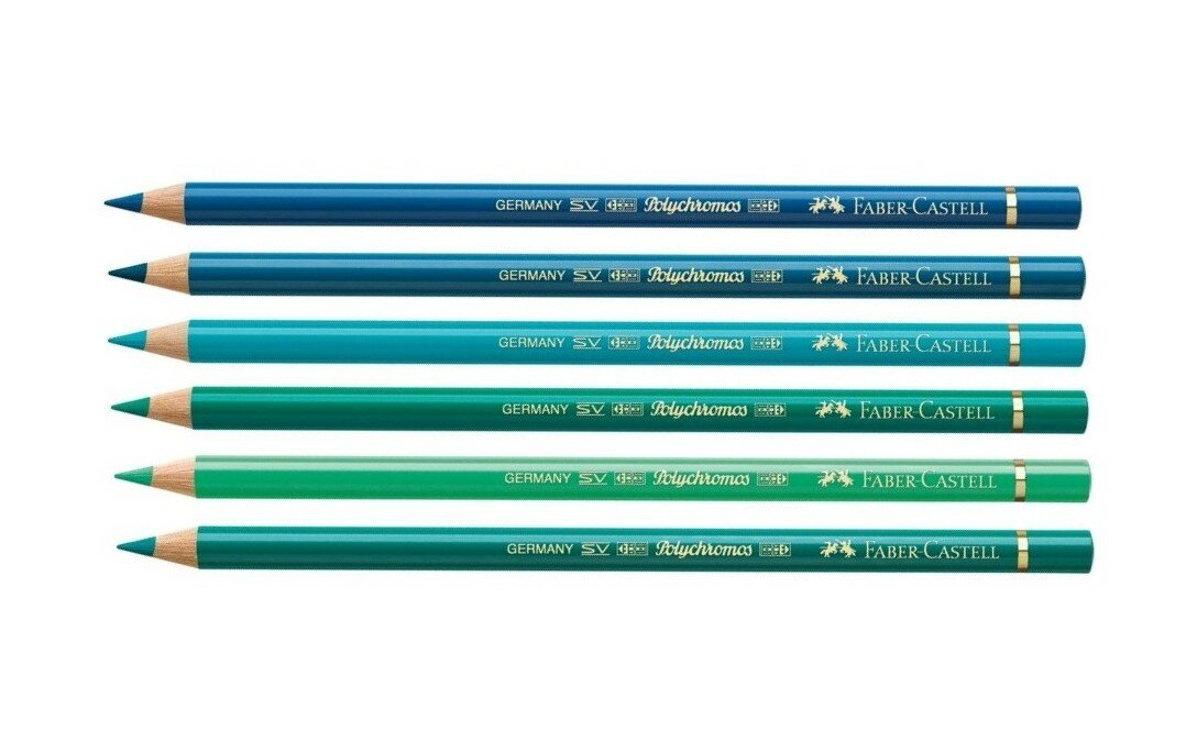 Faber-Castell Комплект цветных карандашей "Polychromos" 6 цв, бирюзовые № 149, 155, 156, 161, 162, 276