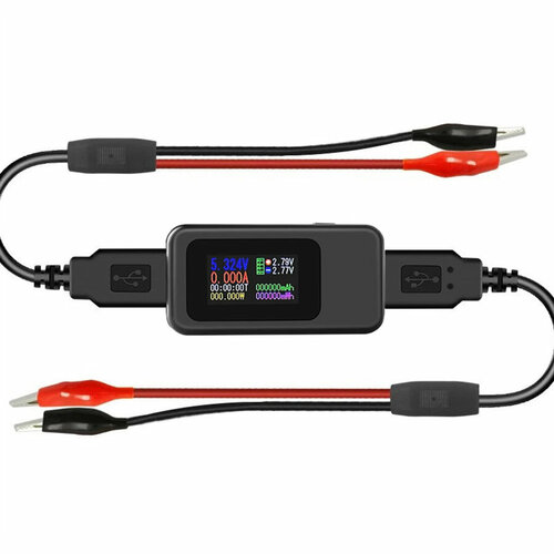 USB тестер c крокодилами KWS-MX18L многофункциональный usb тестер abc с цветным жк дисплеем kws mx18l с поддержкой qc2 0 qc3 0