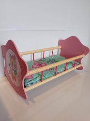 Кроватка-качалка для кукол деревянная