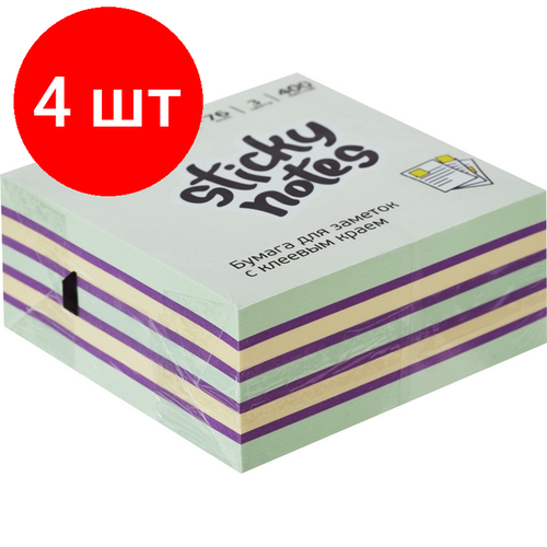 Комплект 4 штук, Стикеры Attache Selection куб 76х76, зеленый 400 л