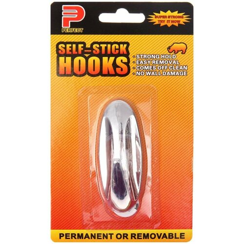 Крючок самоклеящийся с системой бесследного удаления, 1 шт, серебристый