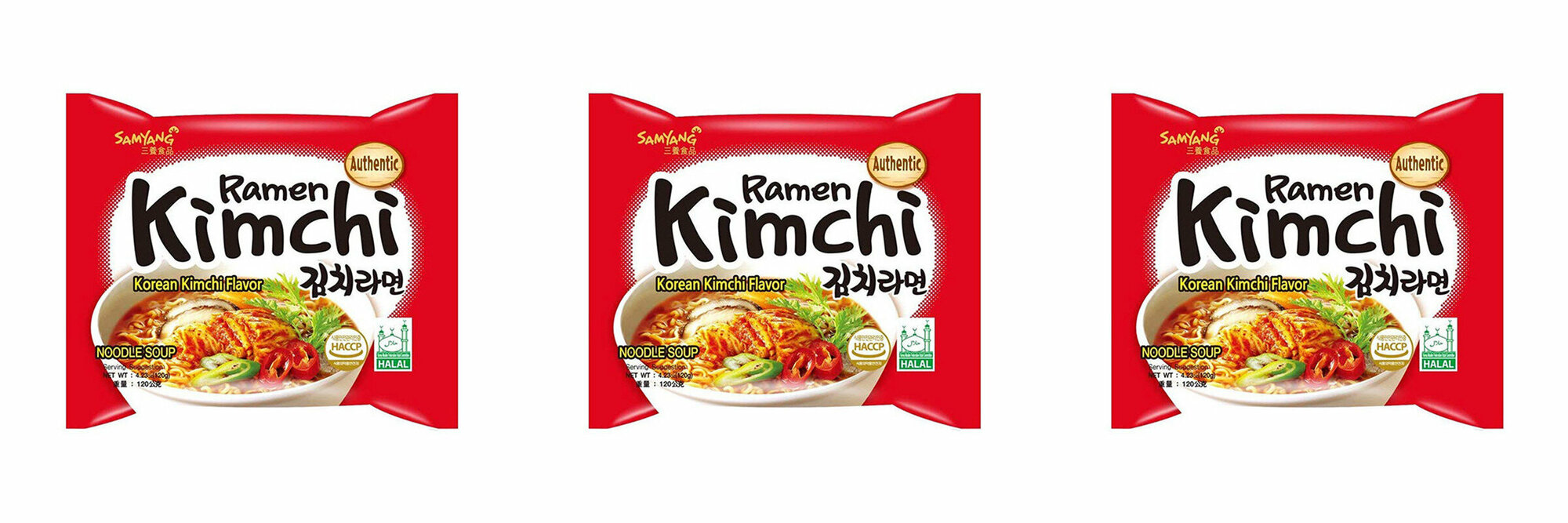 Samyang Лапша быстрого приготовления Кимчи рамен со вкусом кимчи, 120 г, 3 шт