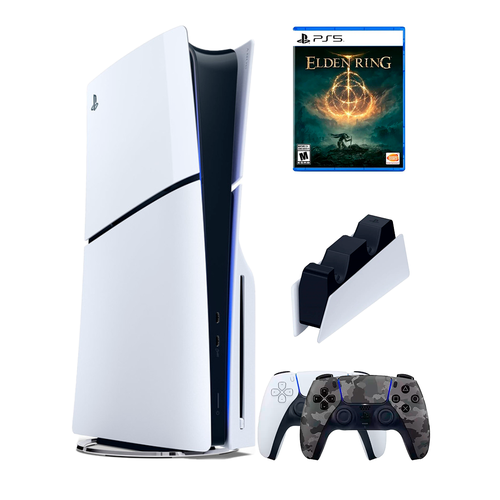 PS5 (ПС5) Игровая приставка Sony PlayStation 5 Slim disc + 2-й геймпад (камуфляж) + зарядное +ElderRing