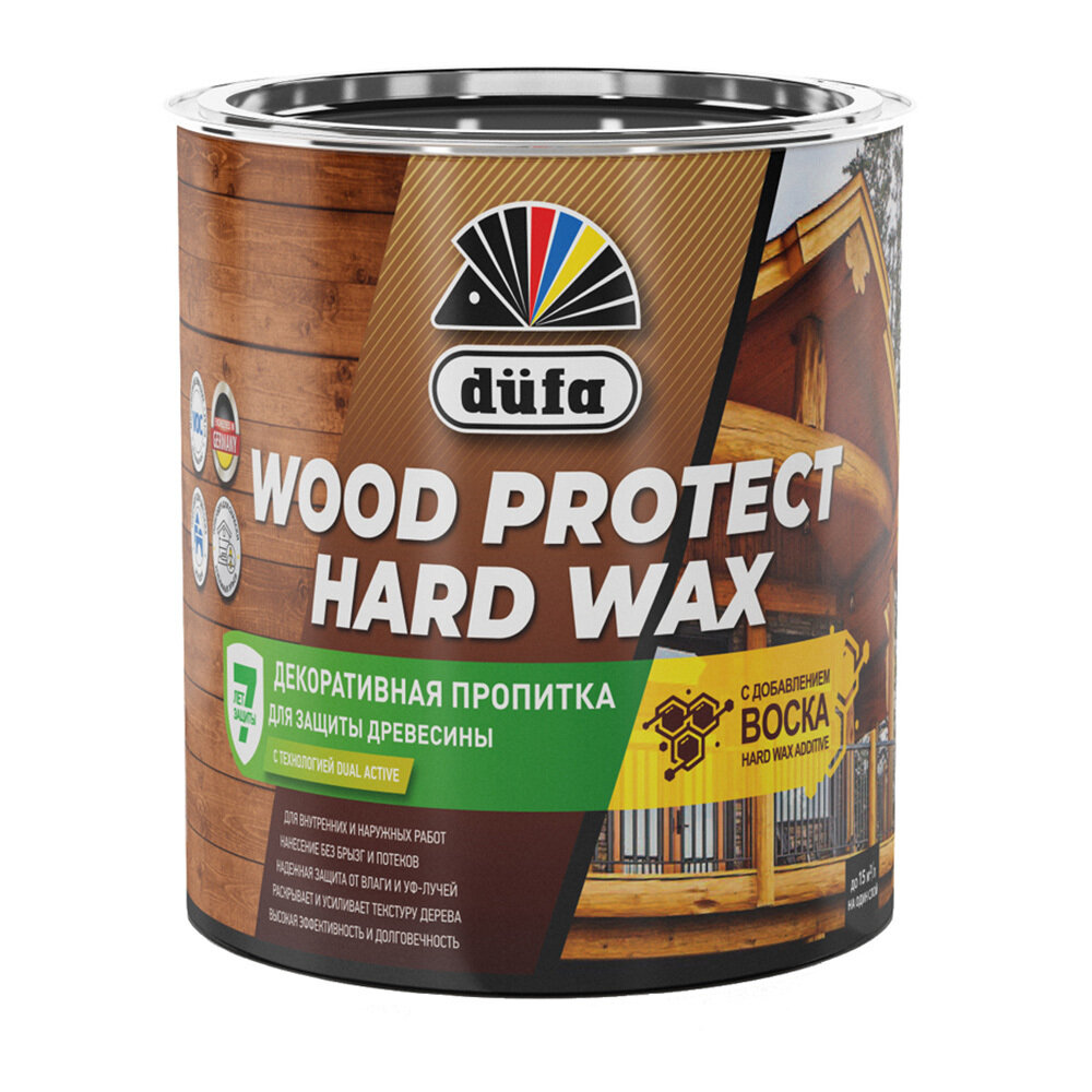 Антисептик Dufa Wood Protect Hard Wax декоративный для дерева бесцветный 075 л