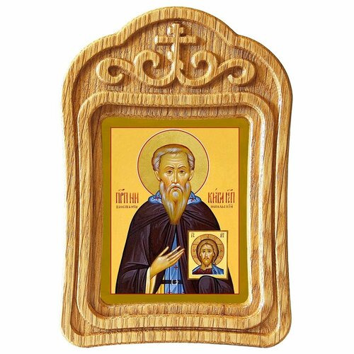 Преподобный Никита Исповедник, Константинопольский, икона в резной деревянной рамке
