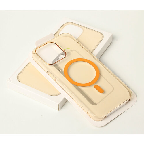Чехол для iPhone 15 Pro с поддержкой беспроводной зарядки / MagSafe для 15 Pro Clear Case Orange magsafe clear case iphone 15 pro