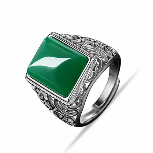 фото Кольцо, искусственный камень, циркон, серебряный, зеленый нет бренда