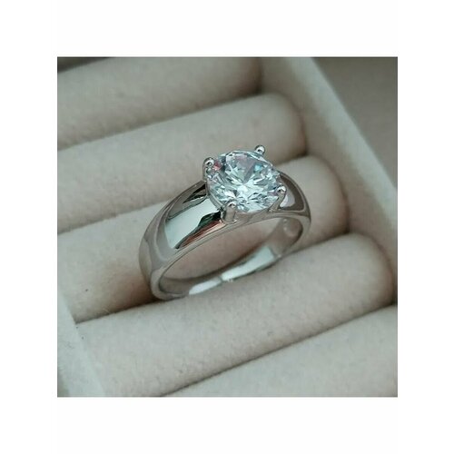 фото Кольцо, искусственный камень, циркон, размер 20, бесцветный, серебряный нет бренда