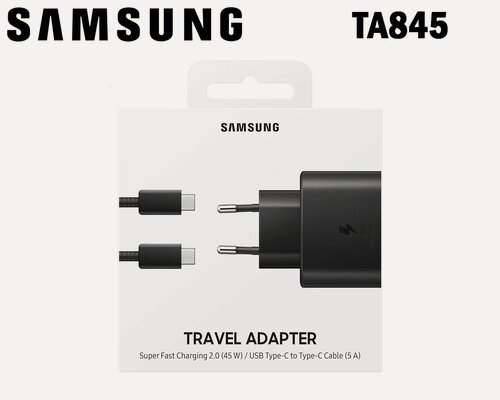 Изображение товара Сетевое зарядное устройство Samsung EP-TA845 + кабель USB Type-C, 45 Вт, черный