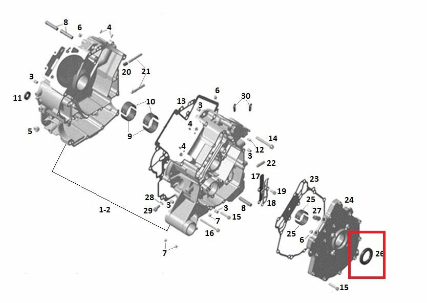 Сальник картера двигателя снегохода тайга PATRUL 800 SWT, комплект 2шт.